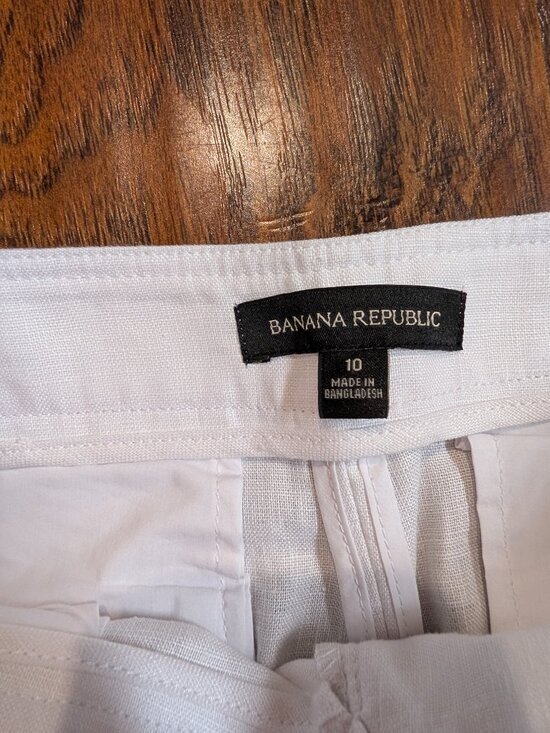 Banana Republic White 100% Linen Pants | Size 10 - Picture 5 of 9